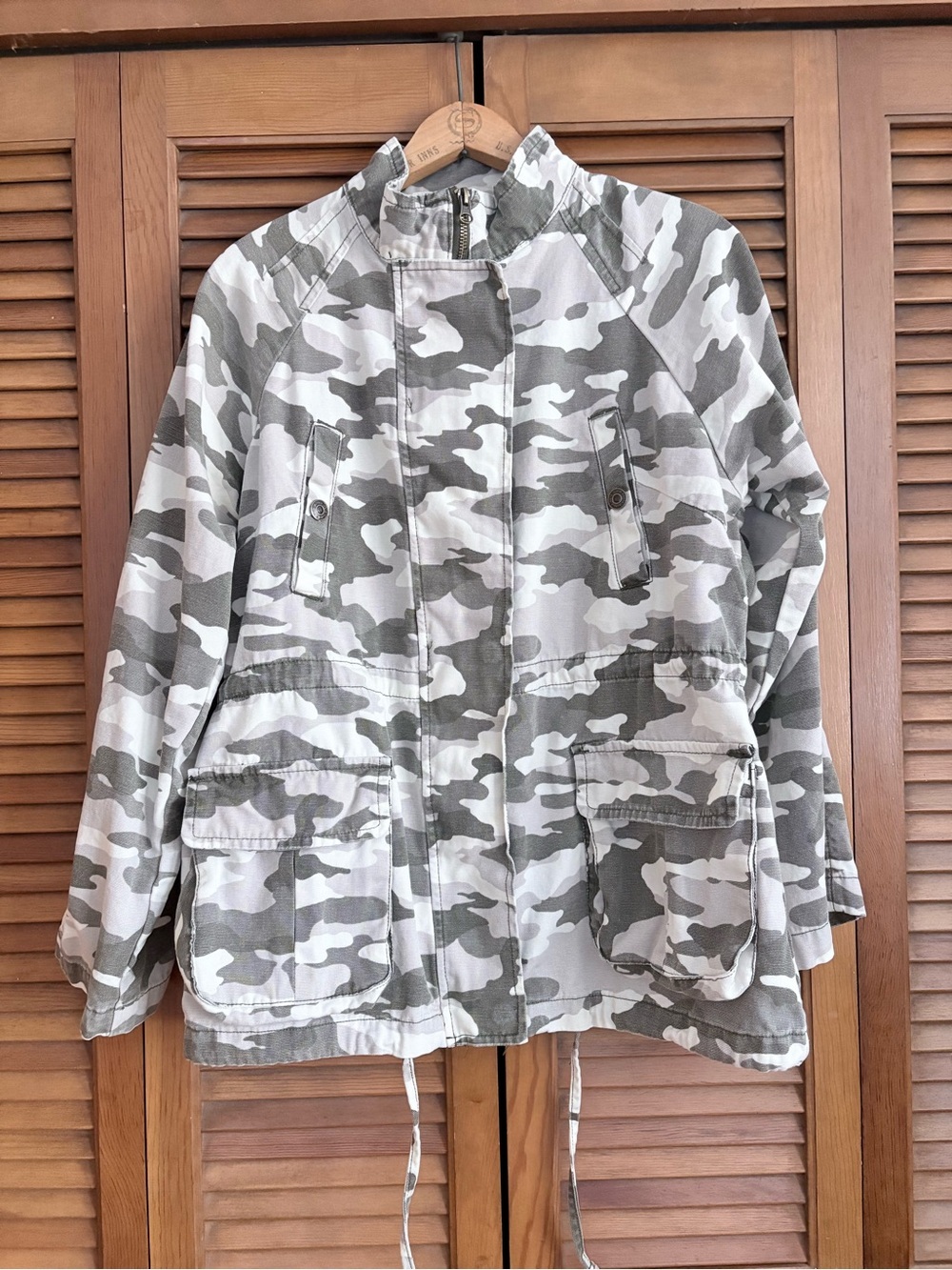 Kensie Olive & White Camo Utility Jacket